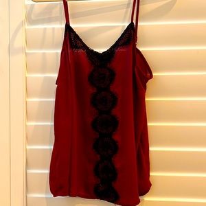 Harlowe and Graham Burgundy with Black Lace Top. Size large